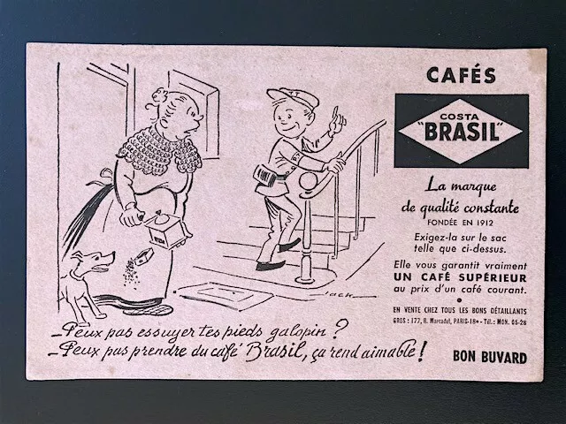 BUVARD ANCIEN - Cafés Costa Brasil - dessin de Jack