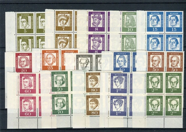 Berlin 199-213 Bedeutende Deutsche Eckrand Viererblock Satz UL postfrisch(G2600)