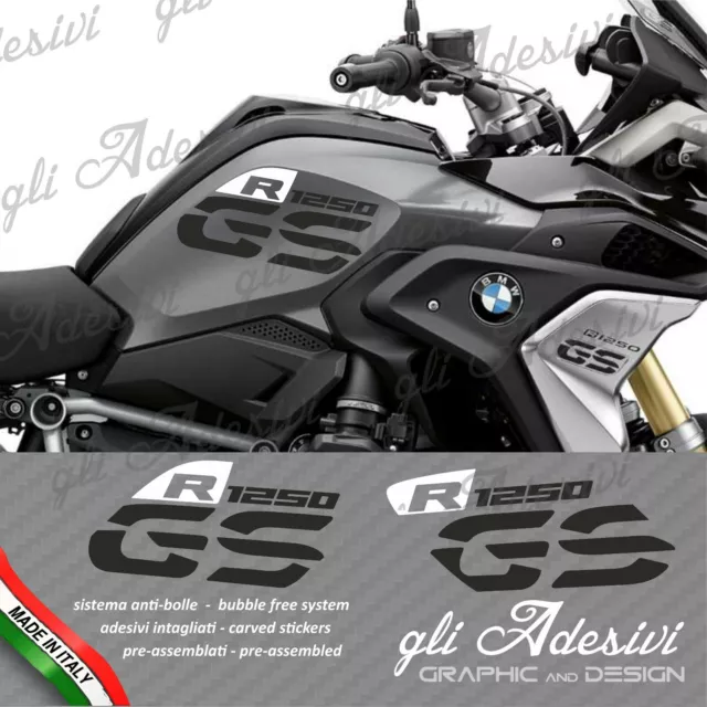 Set Adesivi Fianco Serbatoio Moto BMW R 1250 gs LC standard Nero & Bianco