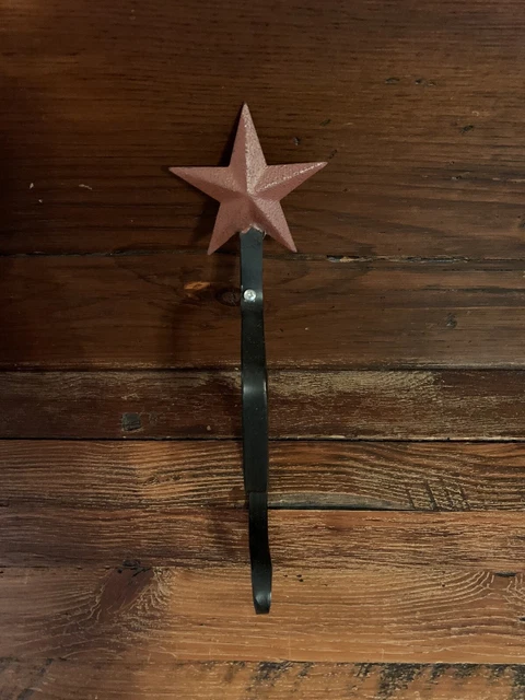 Burgundy Star Metal Wrought Iron Large Hook