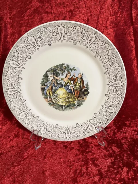 The Sebring Pottery Co Chantilly 22K Gold 10 Inch Dinner Plate 1940s Victorian