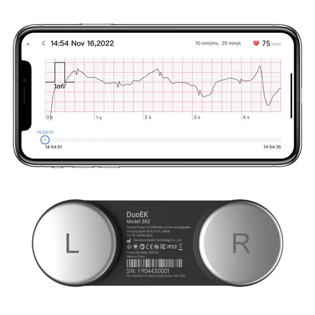 Personal Mobile EKG ECG Monitor Wireless 30s to 15 mins ECG measurement free App