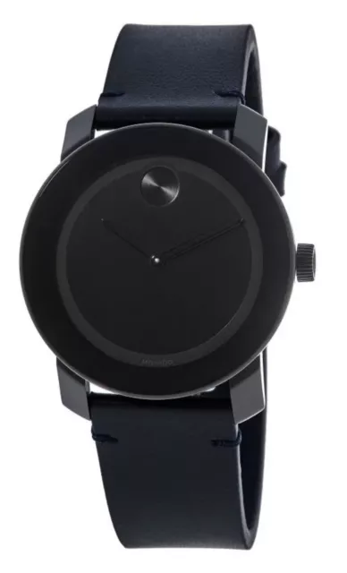 Nuovissimo Orologio Movado Audace Uomo Cinturino Navy Quadrante Nero 3600583