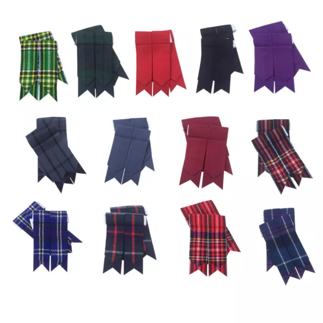 HM Scottish Kilt Sock Flashes various Tartans/Highland Kilt Hose Flashes pointed