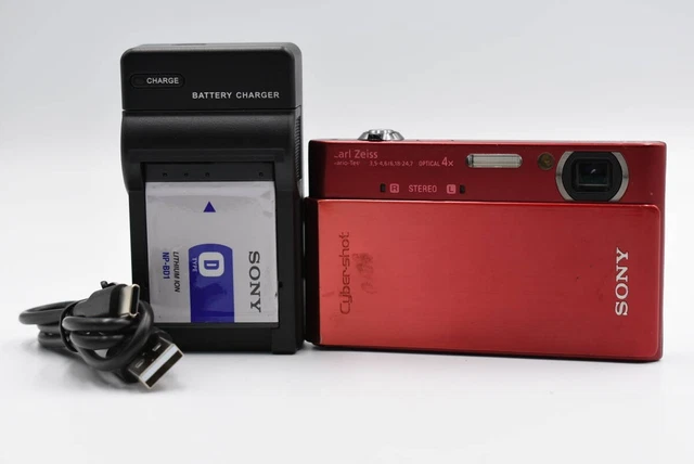 SONY CYBER-SHOT DSC-T900 12.1MP Digital Camera Red 4x Zoom w