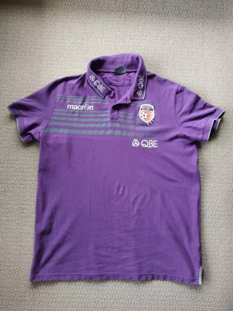 Perth Glory Macron Mens Polo Shirt size XXL Purple Cotton Soccer Football QBE