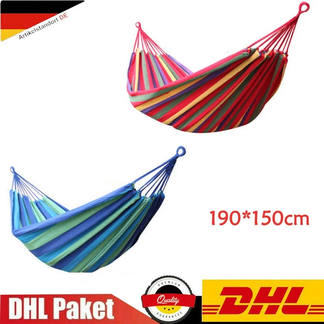 Hängematte Baumwolle Holzstange Atmungsaktiv 190x150 Bis 200kg Für-Zwei DHL