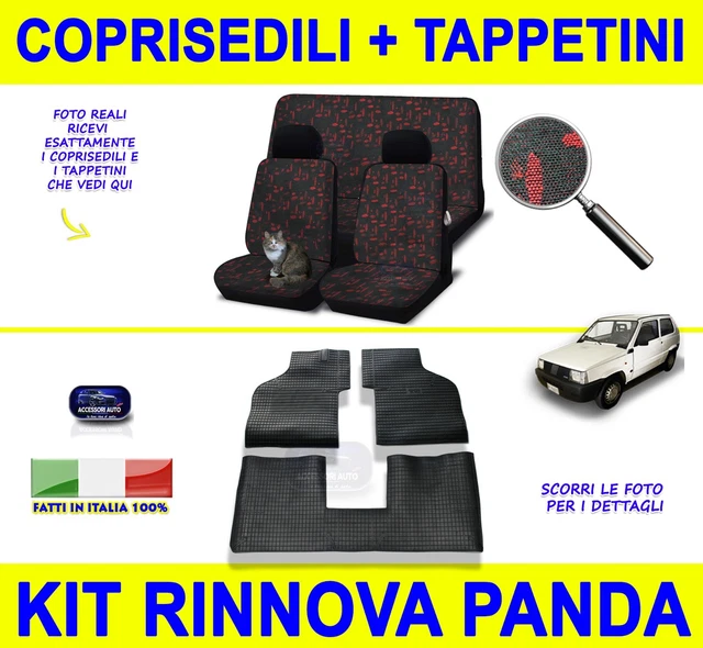 Tappetini Auto In Gomma 3D Per Panda 141-141A (1986-2003) - Specifici, Antiscivolo, Facili Da Pulire