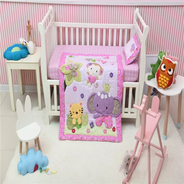 2 PCS Jungle Blossom Girl Crib Bedding Set Baby Nursery Decor Nursery Bedding Se