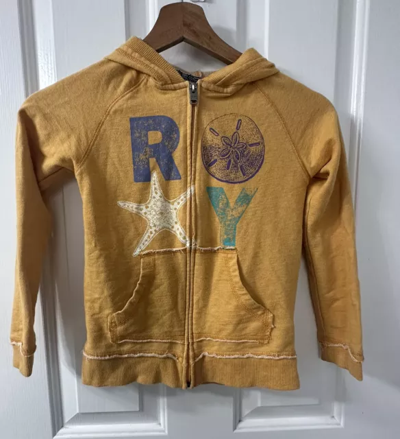 ROXY Girl Hooded Zip Up Cotton Blend Sweater Jacket Size 7 Sweatshirt Orange