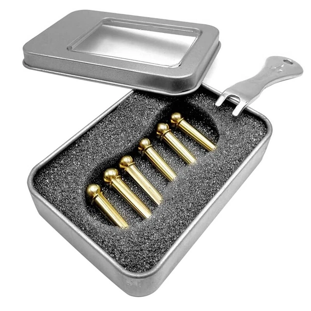 GuPins 60Pcs Brass Endpin for Acoustic Guitar with Guitar Bridge Pin Puller V7K2 2