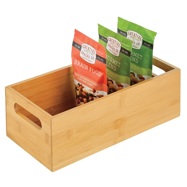 mDesign Boîte de rangement – boîte en bois avec poignées – couleur naturelle