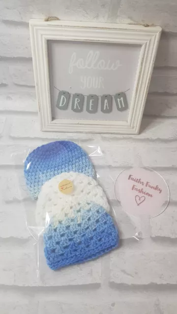 Handgehäkelte vorzeitige, frühe Babymütze, Baby Dusche Geschenk, Baby Beanie, Junge 2