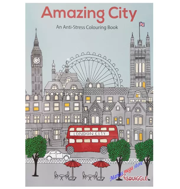 A4 NEW Amazing City - Adult Teens - An Anti-Stress Colouring Book All Ages Mind