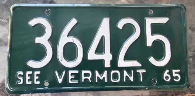 Vermont License Plate 1965 36425 See Vermont