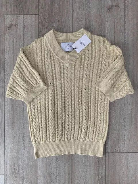 Mr Mittens Cream Cable Knit Cotton Jumper  Xs/S New Net A Porter