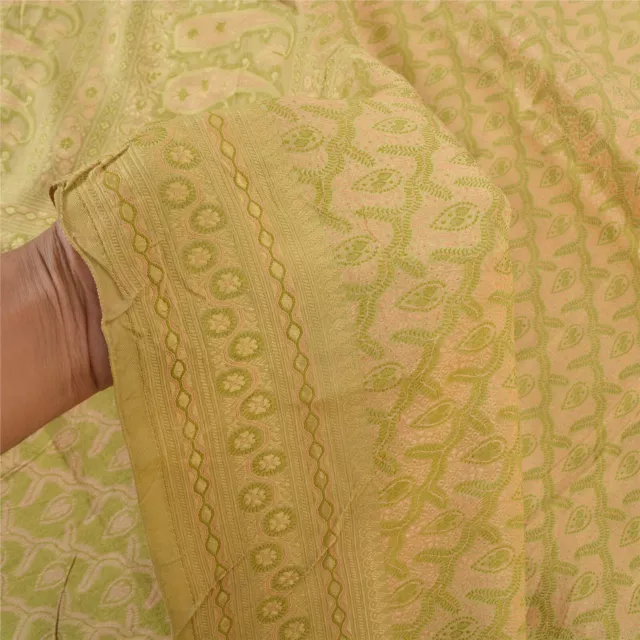 Sanskriti Vintage Green Sarees 100% Pure Silk Woven Tanchoi Sari Premium Fabric