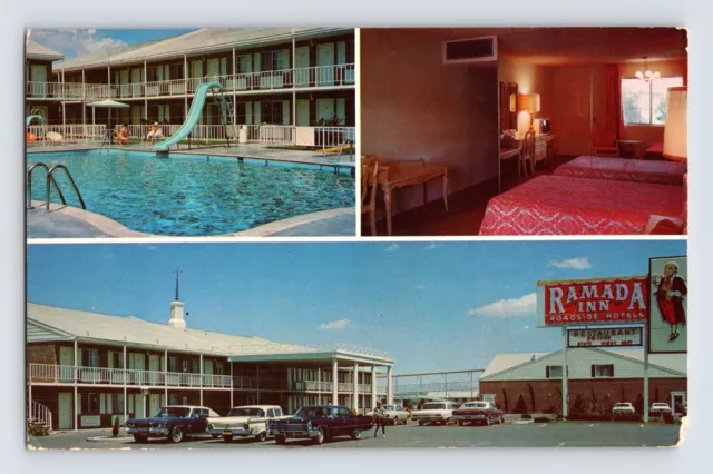 Postcard New Mexico Las Cruces Nm Ramada Inn Hotel Pool 1970s Unposted Chrome