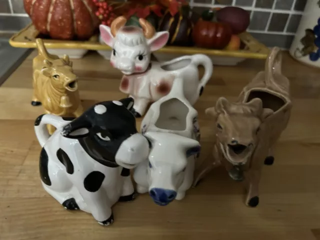 Mixed Lot Of Five Ceramic Vintage Cow Creamers