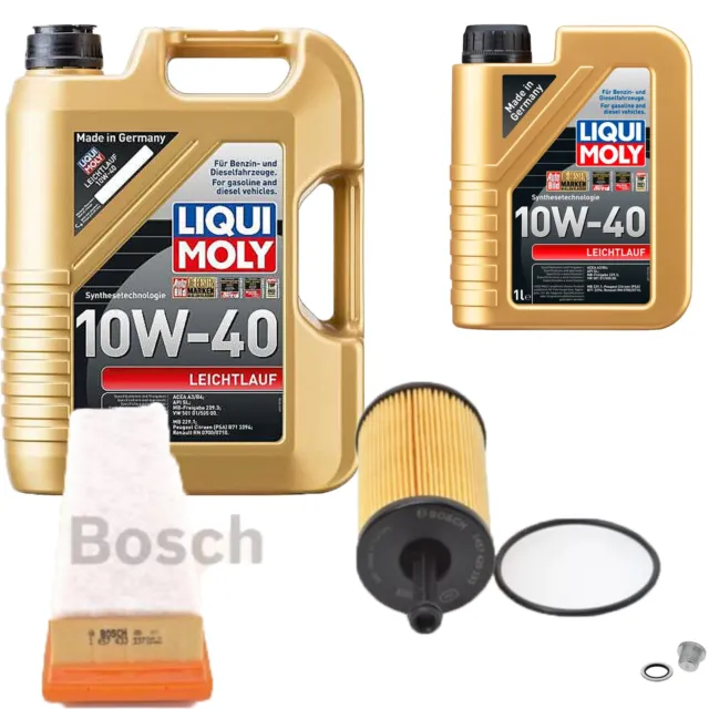 BOSCH Pacchetto di ispezione 6L Liqui Moly Bassa visciosità 10W-40 per Peugeot