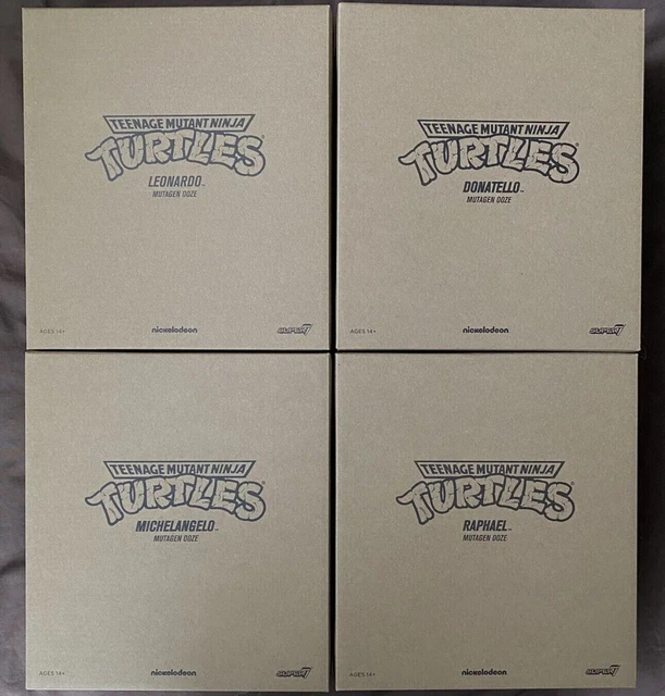 Set Of 4 Super7 Teenage Mutant Ninja Turtles Ultimates! - Mutagen Ooze Glow TMNT