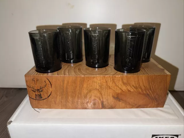 Jägermeister Holz Tablett Shotgläser 5 + 1