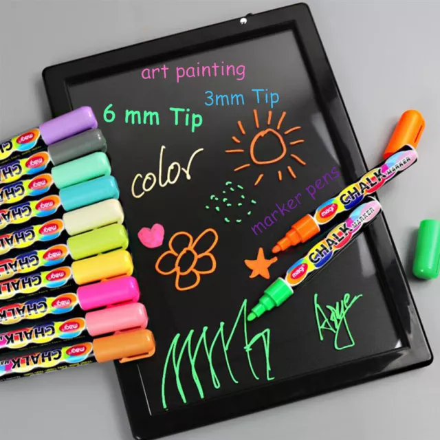 8PCS 3/6mm Liquid Chalk Marker Pens LED Writing Board Glass Art Pen Window AU