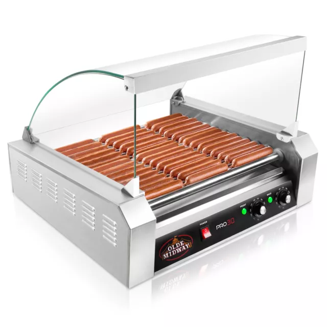 Commercial Electric 30 Hot Dog 11 Roller Grill Cooker Machine with Cover