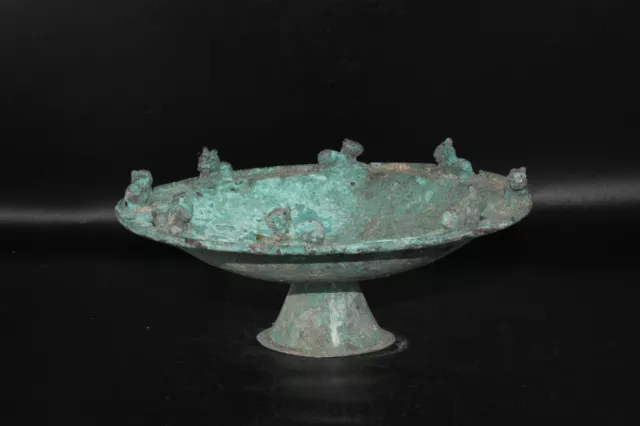 Ancient Bactrian Bronze Bowl With 8 Lion Figurines 3rd–early 2nd millennium BCE 3