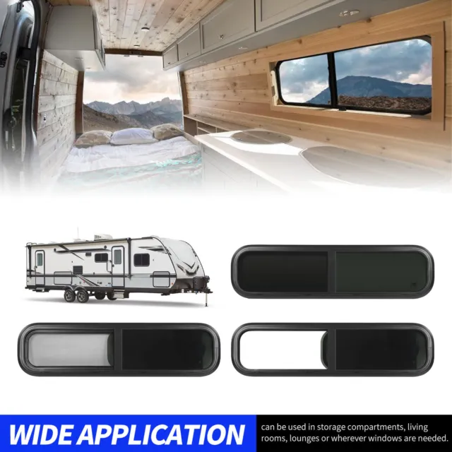 (For Wall Thickness: 38 To 43mm)Horizontal Sliding RV Window 35.4 X 11.8in Black