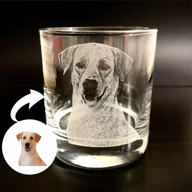 Custom Pet Photo Engraved Glass PERSONALIZED Gift Dog Picture Etched Cat Glass