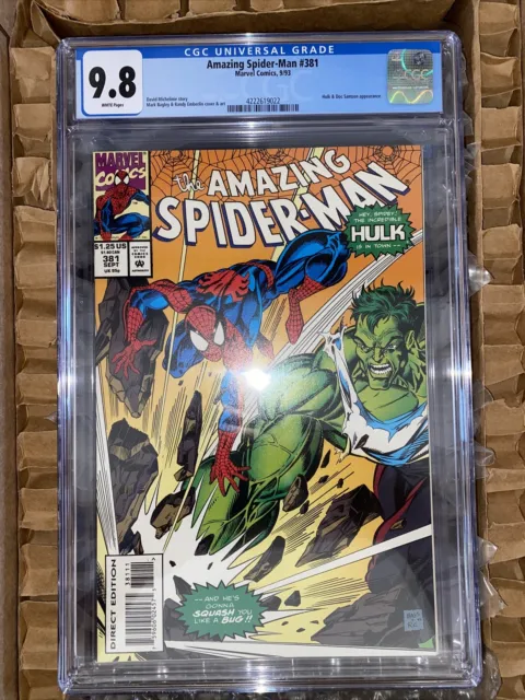 Amazing Spider-Man #381 CGC 9.8 NM/MT Hulk & Doc Samson Appearance WHITE PAGES