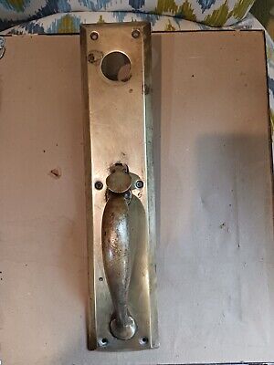 Vintage Brass Door Handle on mount on door plate
