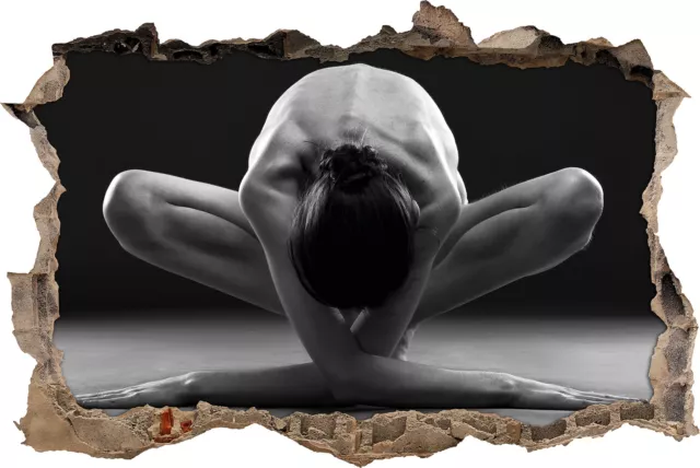 Mujer Desnuda En Especial Pose de Yoga Arte B&W - 3D-Look Avance Pegatina Pared