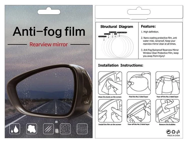 Revêtement film de protection étanche pour voiture anti-brouillard imperméable rétroviseur 2 pièces