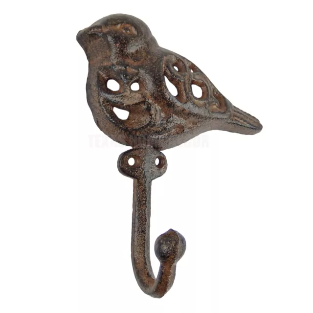 Bird Wall Hook Filigree Rustic Cast Iron Key Towel Coat Hanger Antique Style