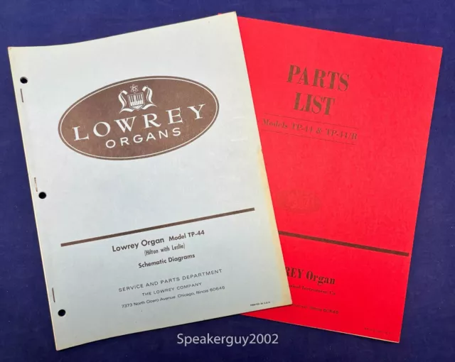 Original Lowrey Organs Schematic & Parts List Manuals / TP-44 Hilton w Leslie