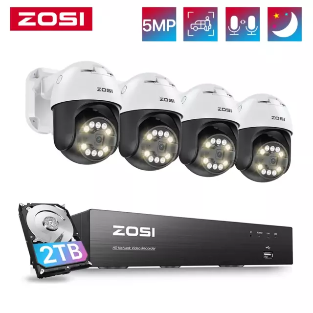 ZOSI Sistema CCTV Cámaras Seguridad PoE 5MP Cámara Pan Tilt Seguimiento Humano