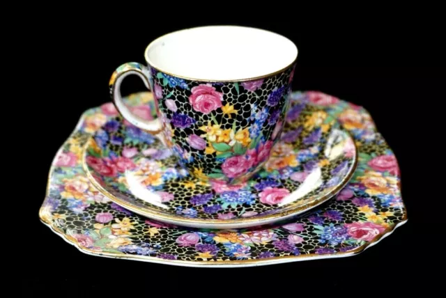 Beautiful Royal Winton Grimwades Chintz Hazel Coffee Trio