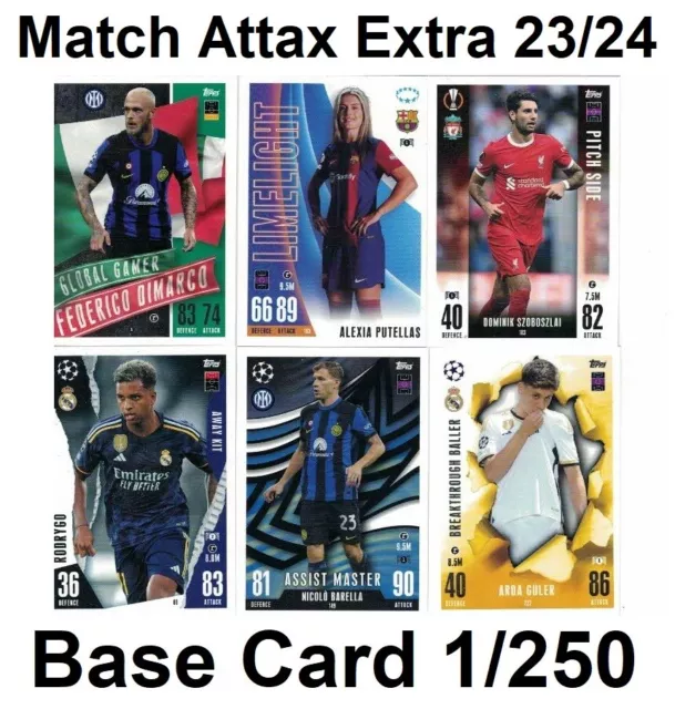 Match Attax Extra Champions League 2023/24 2024  base 1 to 250 Scegli le Cards 2