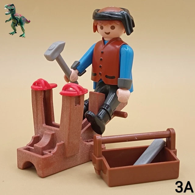 Lot Playmobil Vintage 3293 - Médiéval Paysans Villageois Avec Chariot - Années 70