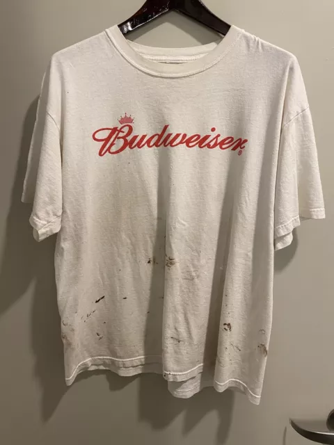 Vintage Distressed Paint Budweiser Shirt Size XL