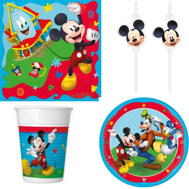 Mickey Mouse Micky Maus Party Set 44-tlg. Servietten Teller Becher Strohhalme