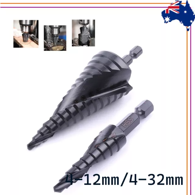 4-12/4-32MM HSS Cobalt Step Stepped Drill Bit Set Nitrogen Spiral Hole Hex Shank