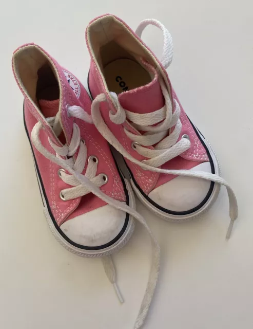 Converse kids girls size US 5/EUR 21 pink high top sneakers shoes, VGUC