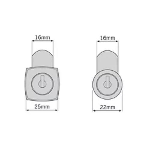 Firstlock Cabinet Cam Lock Square Face 19mm Keyed Alike Chrome Plate NX19SKA 3