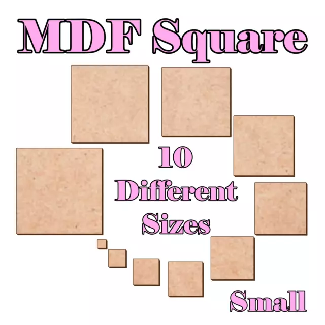 Wooden MDF Square Shape Craft Tag Blank Embellishments Decoration 1cm to 10cm