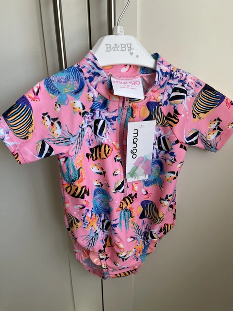 Costume da bagno a maniche corte mango ragazza - età 3/18 - 24 mesi - nuovo con etichette