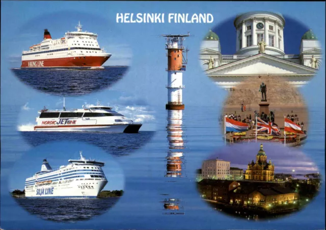 Finnland Suomi Finland HELSINKI Postkarte Postcard Mehrbild-AK mit Schiffen