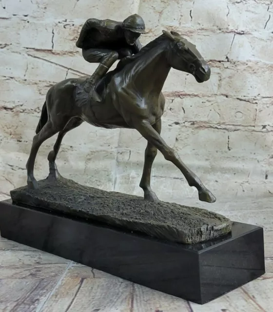 Bronze Delaware Park Horse Racing Equestrian Bronze Jockey On Race Horse Art Nr